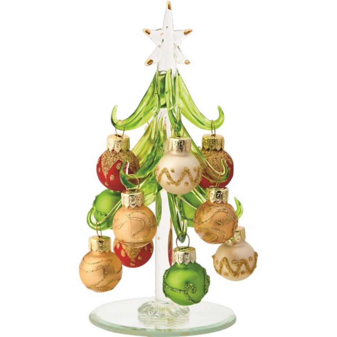 Glass Tree With Gold Ornaments